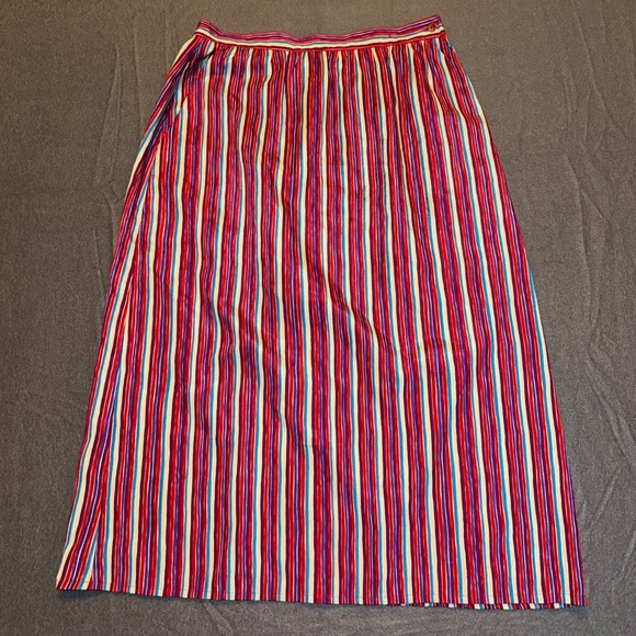 Philippe Marques Striped Maxi Skirt Size 8 Red Blue White Polyester - Picture 1 of 7